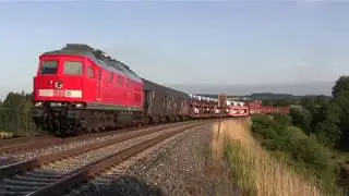 Hohe Sommertemperaturen  - DB und Private Ludmillas vor G&uuml;terz&uuml;gen