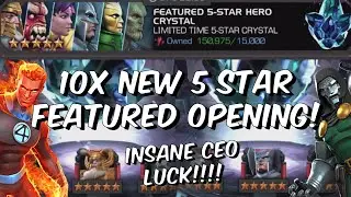 10x NEW 5 Star Featured Hero Crystal Opening! - CEO LUCK 1000000% - Marvel Contest of Champions