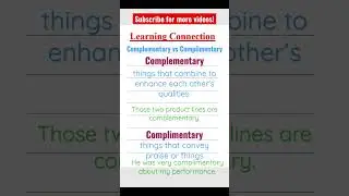 Complementary vs complimentary 🔥#shorts #short #vocabulary #spokenenglish #learnenglish #english
