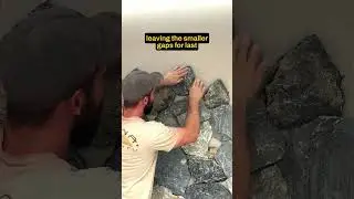This is how I install stone cladding (stonemason) #stonemason #mason #stonework #stonecladding