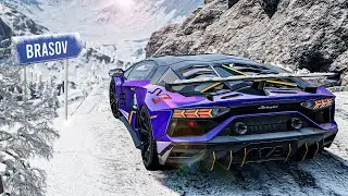 In Drum Spre Brașov cu Lamborghini Aventador, pe Cel Mai Periculos Drum de Zăpada!