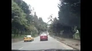 Driving through Bogota Colombia South America in taxi
