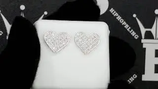 Ladies Heart Diamond Earrings .25cttw .925 Sterling Silver | Micro Pave Jewelry