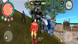 Flying Iron Rope Hero Miami | Driving Luxury Car & Fight police Robot Car - Android gameplay