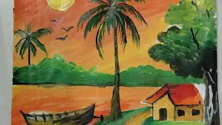 Sunset village drawing 