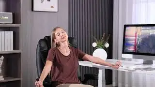Scaun directorial cu Masaj si Incalzire, 8 puncte de masaj, Telecomanda, Piele Ecologica, Negru