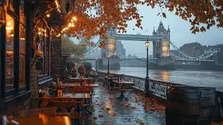 Jazz Coffee Shop Ambience | Cozy Riverside Cafe Music in London