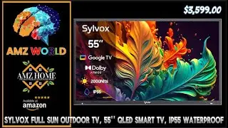 Review SYLVOX Full Sun Outdoor TV, 55'' QLED Smart TV, IP55 Waterproof, Amazon