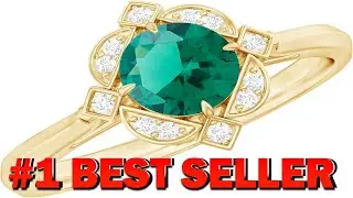 Certified Lab Grown Emerald Vintage Engagement Ring AAAA Quality Emerald Diamond Solita - B0B6PQLTJS