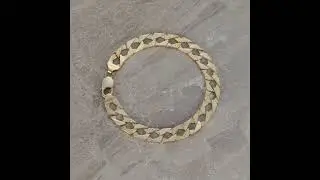 9ct Gold Solid Ornate Pattern Square Curb Bracelet - 10mm - 8.75