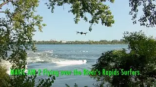Mavic Air 2 Flying over the River's Rapids Surfers - Flight 3