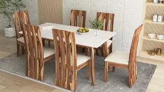 Vedha Indian Marble Dining Table With Sheesham Wood Legs | Premium Marble Dining | Furnishka