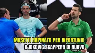 L'infortunio salva Djokovic, Musetti costretto al ritiro a Melbourne