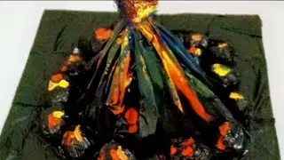 How we make volcano for school project | with eruption | plastic bottle | waste material