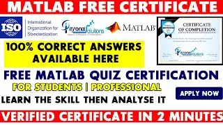 MATLAB Free Certificate | MATLAB Certification Online | NAtional Level Certificate in 2minutes