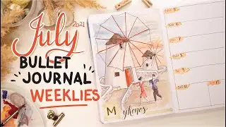 JULY Bullet Journal WEEKLY Setup 2021 PLAN WITH ME Greece + AUGUST Country Choices 4k