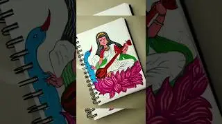 saraswati brush pen drawing #foryou #trending #art #creativeart #god #artsycraftsy