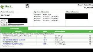 Blood test results after 40-day water fast (CMP, CBC, testosterone) pre and post fasting comparison
