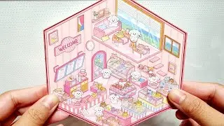 [ASMR]DIY Creating Pink Dog Cake Shop with Scene Stickers | 3D Decorative DIY stickers