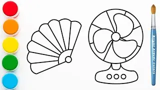 How to draw and color a hand fan and electric fan