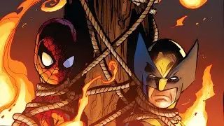 Spider-Man and Wolverine Ties To a Pole