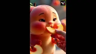 Cute Peach Eating Peach 🍑 | Cartoon Fruit Short #KidsAnimation #LearningFruits #shortstory