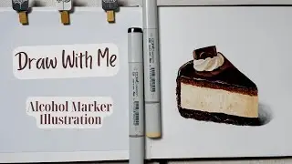 Chocolate Cheesecake / Food Illustration / Alcohol Marker Sketch