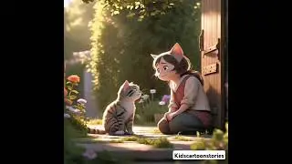 A Brave Orange cate and poor girl###enjoying###learning###laughing