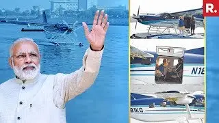 PM Narendra Modi Travels In Seaplane Sabarmati River To Dharoi Dam