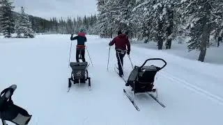 KidRunner SKI&trade; Side by Side with Thule Chariot Ski Trailer