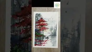Relaxing Autumn Boat Oil Pastel Drawing | Easy Landscape For Beginners