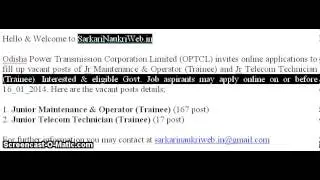 OPTCL, Jr Maintenance & Operator, Jr Telecom Technician Jobs