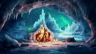 snowstorm & howling wind ambience ❄️ ice cave crackling fireplace 🔥deep sleep, study, work