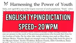 @20wpm English dictation || Harnessing the Power of Youth || english dictation for beginners part- 1