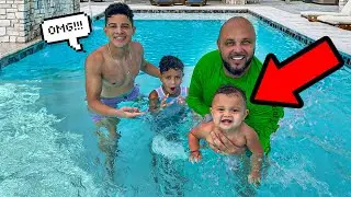 Teaching Baby Roman How To SWIM
