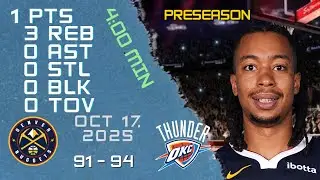 Обзор игрока Мозеса Брауна против THUNDER 17 10 2025, предсезонная игра НБА
