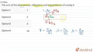 The sum of the absorptance, reflectance and transmittance of a body is | 12 | KINETIC THEORY OF ...