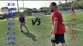 CROSSBAR CHALLENGE (BARCELONA FAN VS BAYERN MUNICH FAN FIGHT BREAKS OUT)
