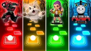 Spiderman x Cute Cat x Singer Girl x Thomas Train | Tiles Hop EDM Rush 💥