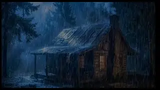 Heavy Rain on a Cozy Cabin Deck | Forest Night Sounds for Sleep