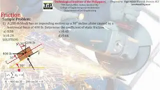 11 Dry Friction Sample Problem | Inclined Plane | Friction