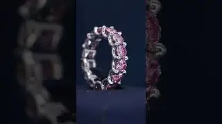 🤩18K Solid Gold Eternity Ring with 5MM Pink Moissanite Diamond #eternityband #eternityring