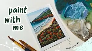 Gouache Painting - Coastal Flowers Beach