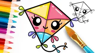 How to Draw a Cute Kite Step by Step Easy for Kids and Toddlers