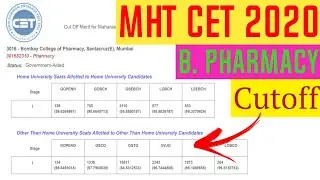 MHT CET 2020 B. Pharmacy Cutoff | MHT CET 2020 Admission Process | All about mht cet cutoffs