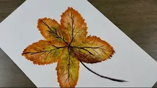 Autumn 🍁 leaf Watercolor painting easy technique #aquarelle  #watercolors #watercolorpainting #art 