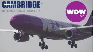 WOW Air Airbus A330 Landing at Cambridge Airport
