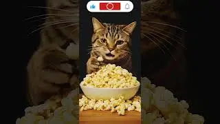 Cute Cat Eating Popcorn 🍿| Funny Cat Videos for Relax & Laugh#aivisuals#CatEatingPopcorn#cat#funny