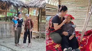 Taking Care of My 80-Year-Old Blind Grandmother During Her Sick Days - Making Crutches for Her