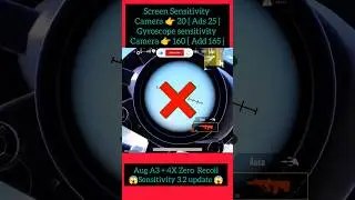 Aug A3 + 4 X Zero Recoil Sensitivity 3.2 Update 🔥 #pubg #bgmi #pubgm #pubgmobile #shorts